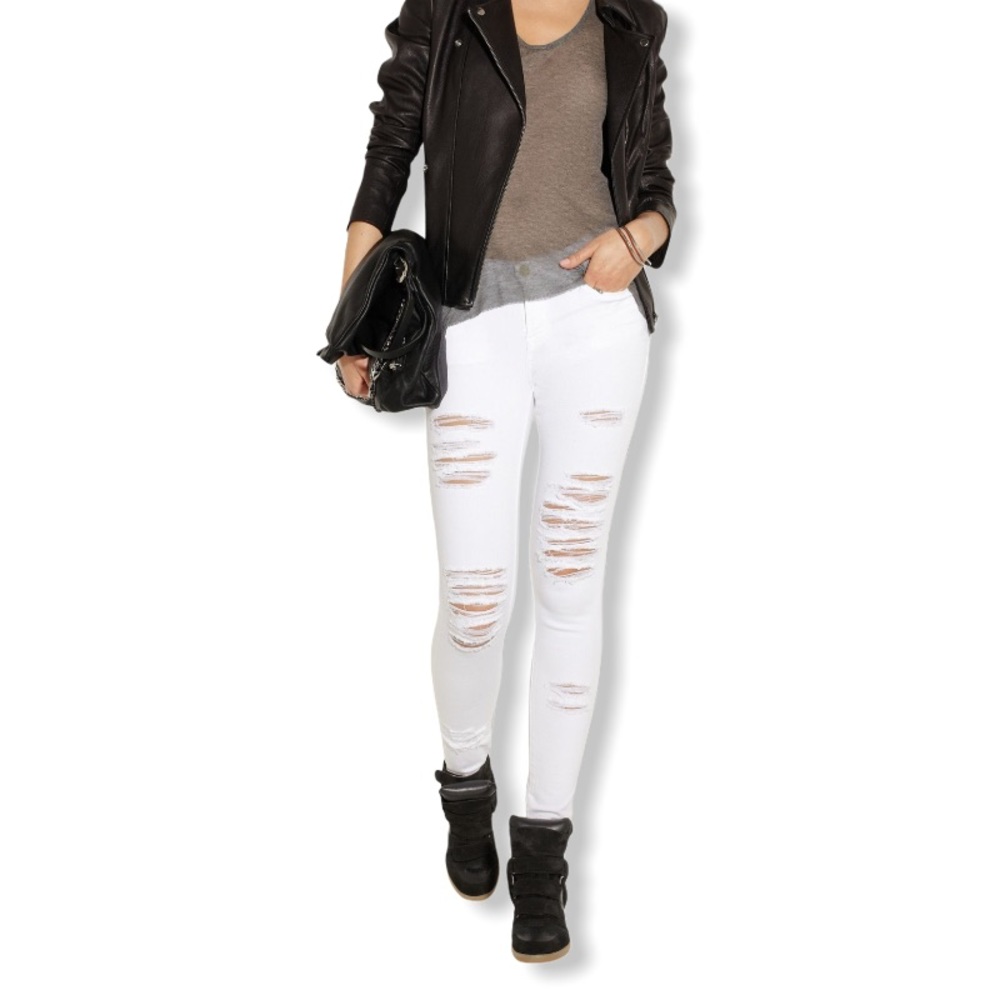 FRAME Le Skinny De Jeanne White Distressed —26